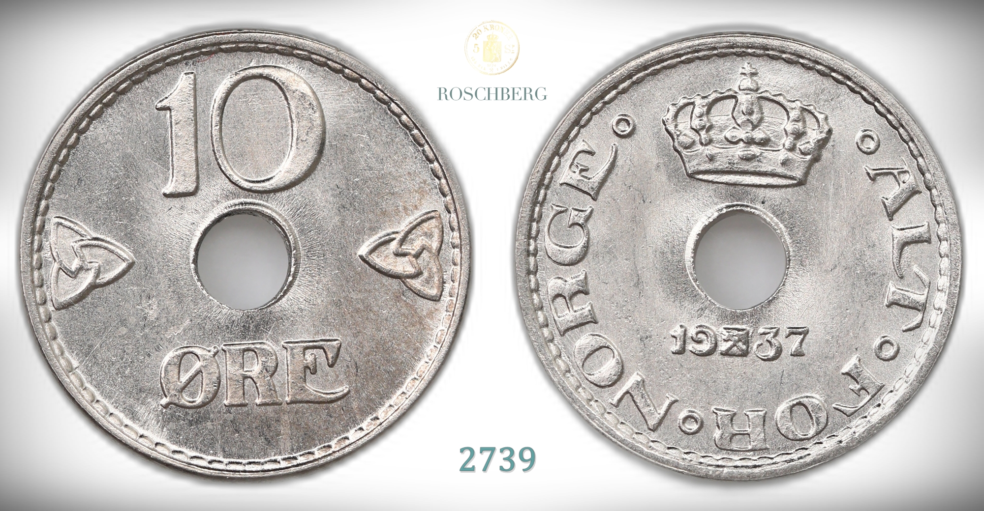 Norge 10 Øre 1937  Kv: 0