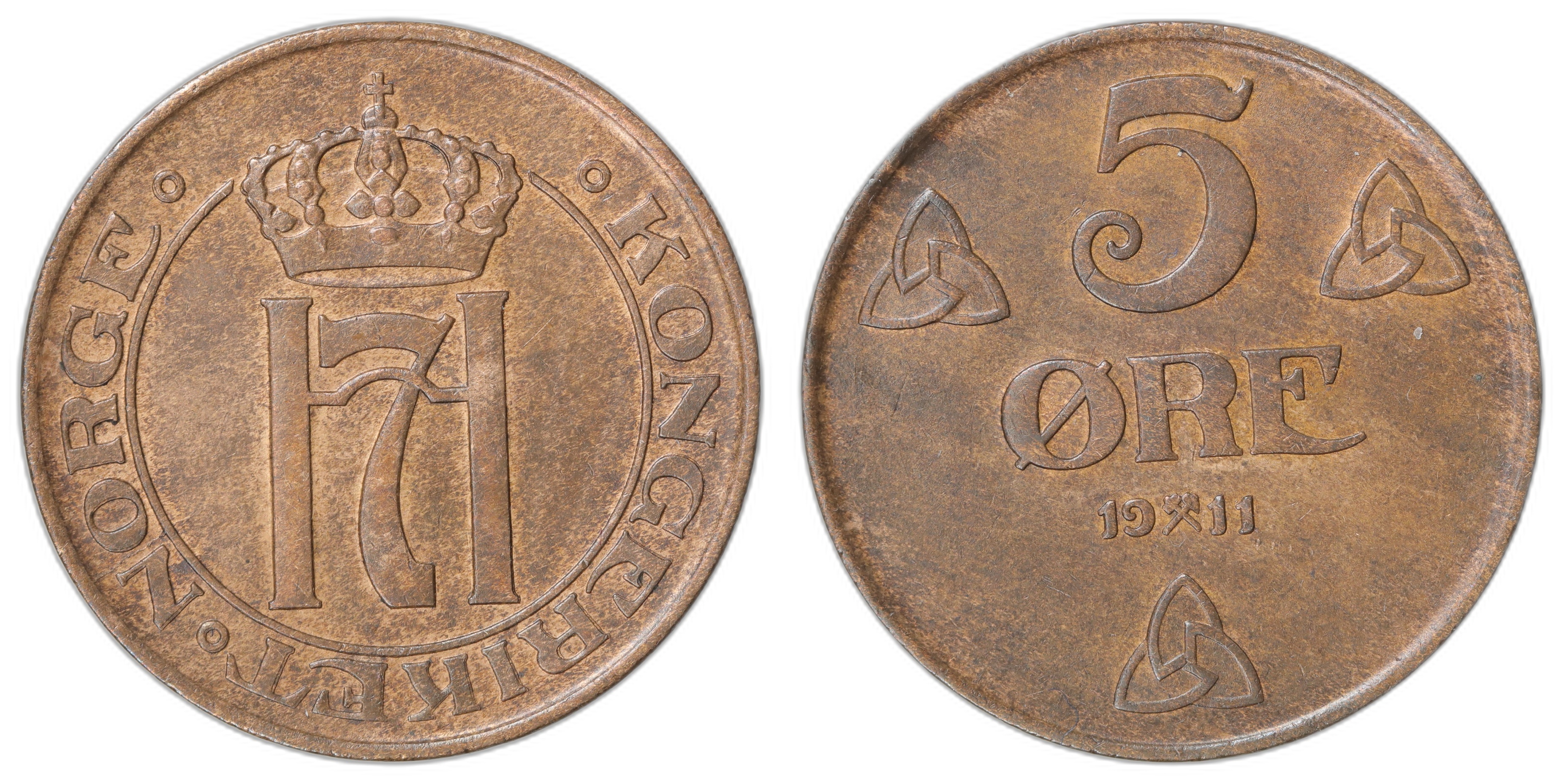 Norge 5 Øre 1911 Kv: 0/01