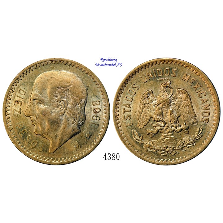 Mexico 10 Pesos 1908 AU