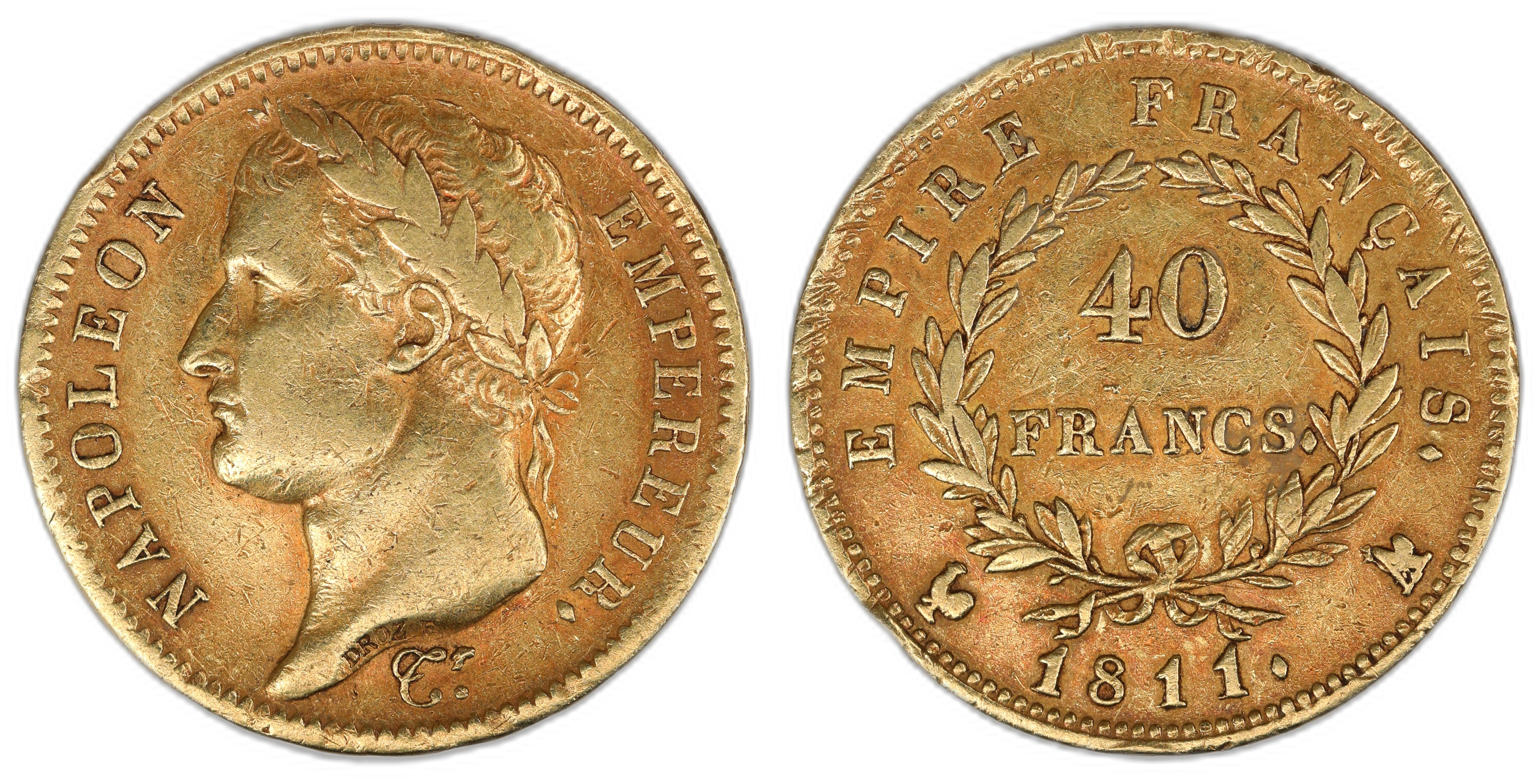France 40 Francs 1811-A Re-engraved A Kv: VF