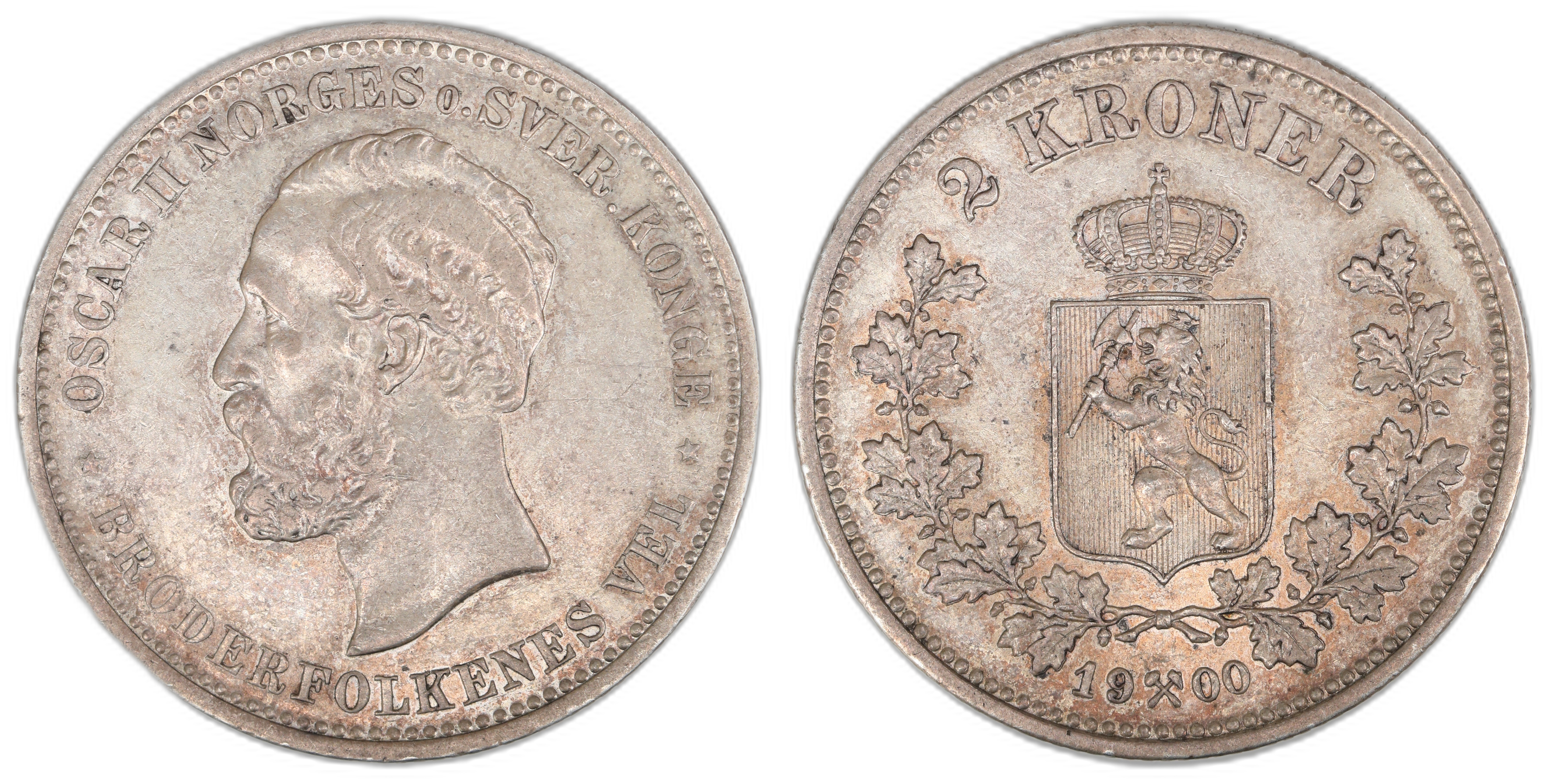 Norge 2 Kroner 1900  Kv: 1+/01