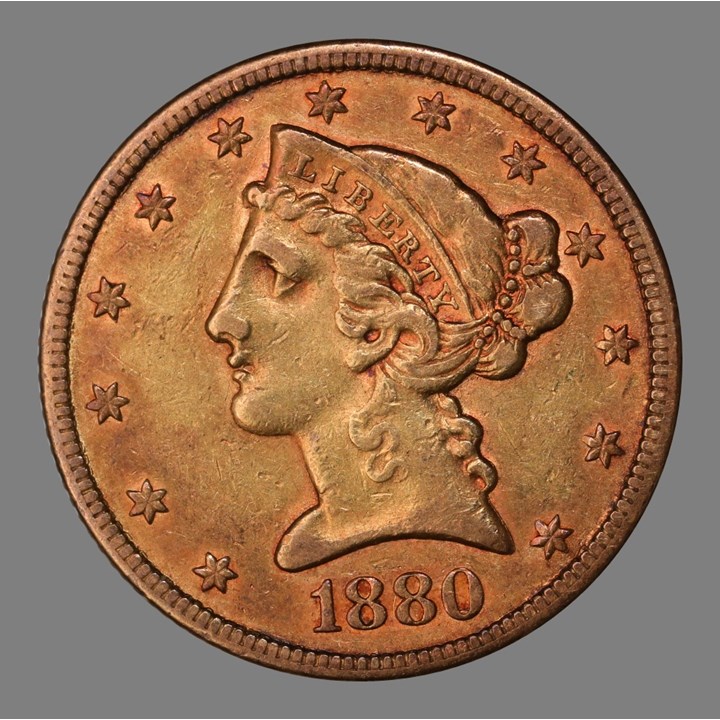 USA 5 Dollar Gull 1880 Kv 1+