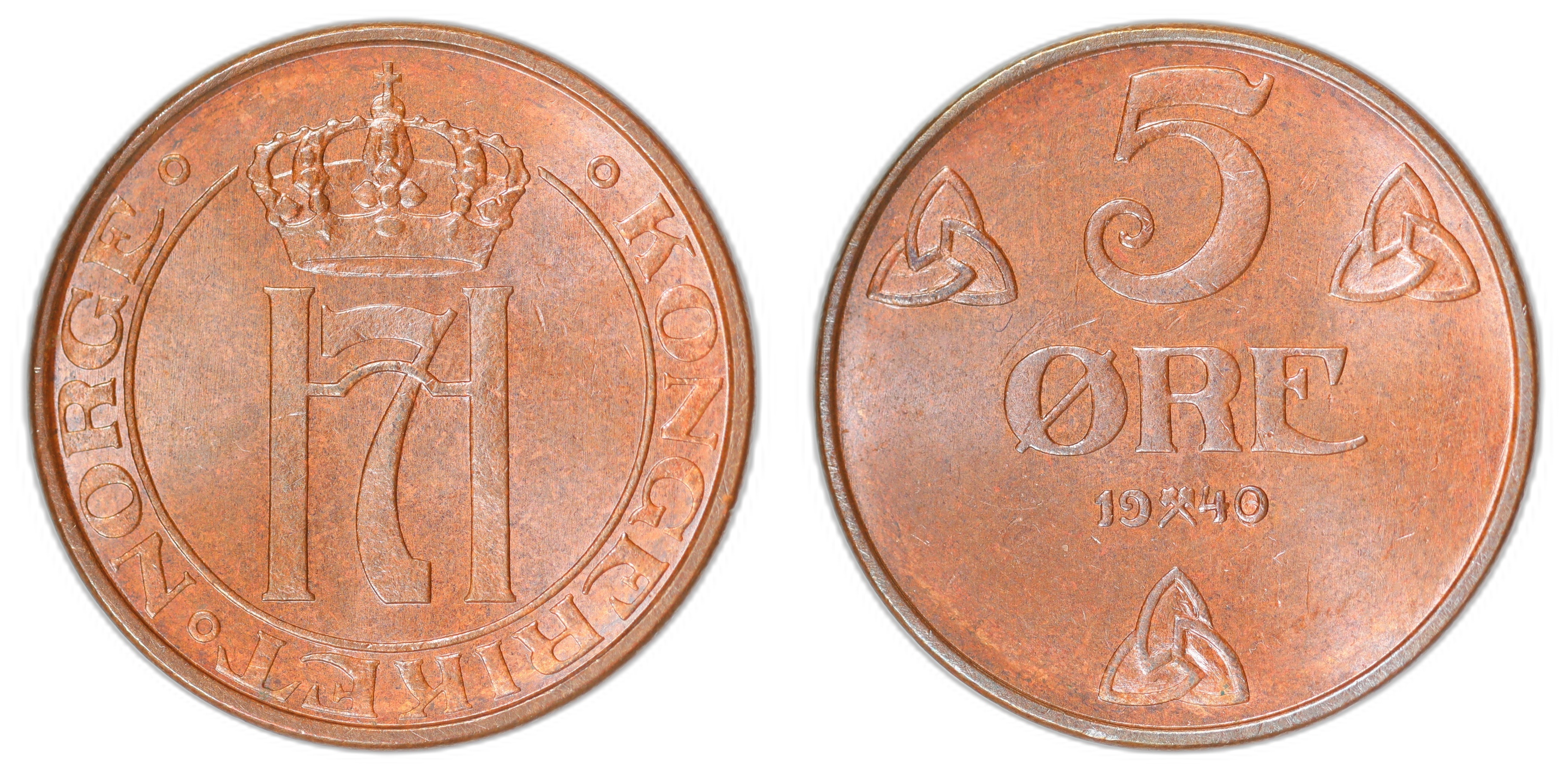 Norge 5 Øre 1940 Kv 0
