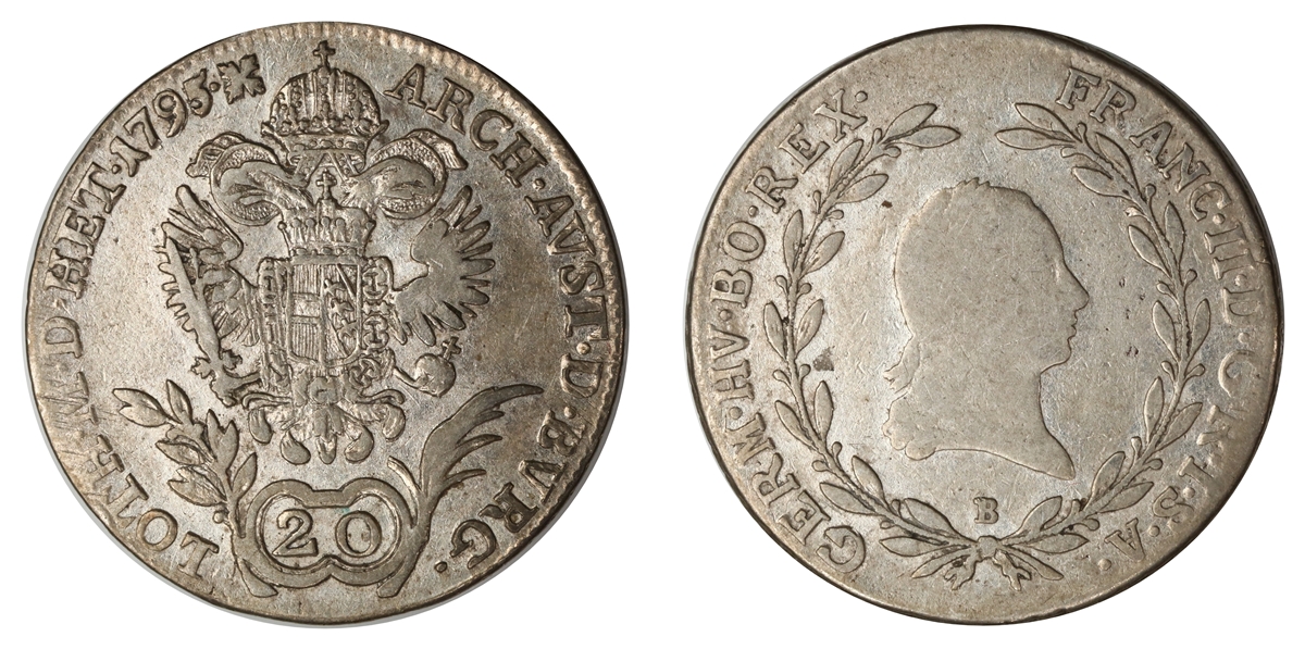 Austria 20 Kreuzer 1795-B  Kv: VF