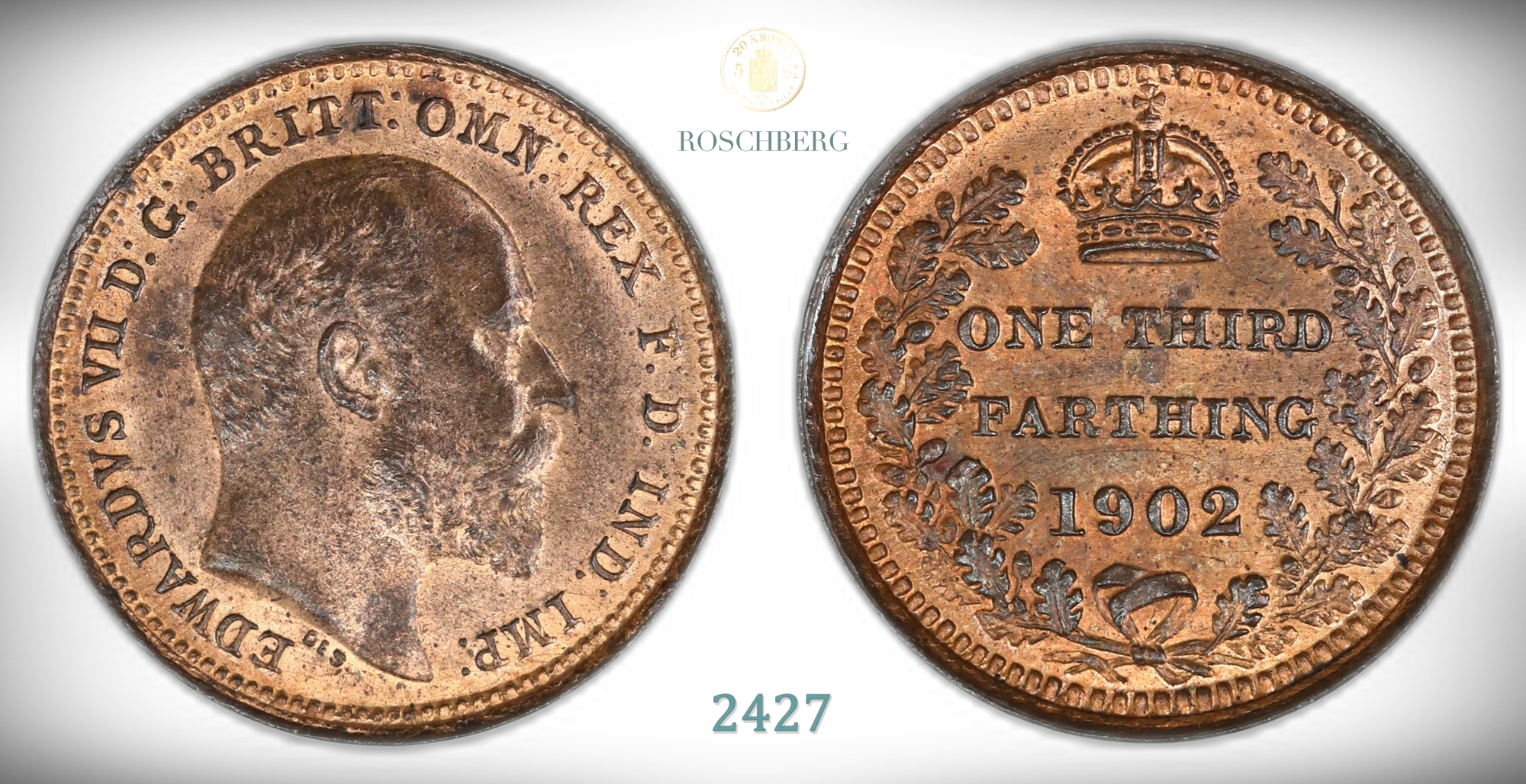 Great Britain, Malta 1/3 Farthing 1902  Kv: UNC
