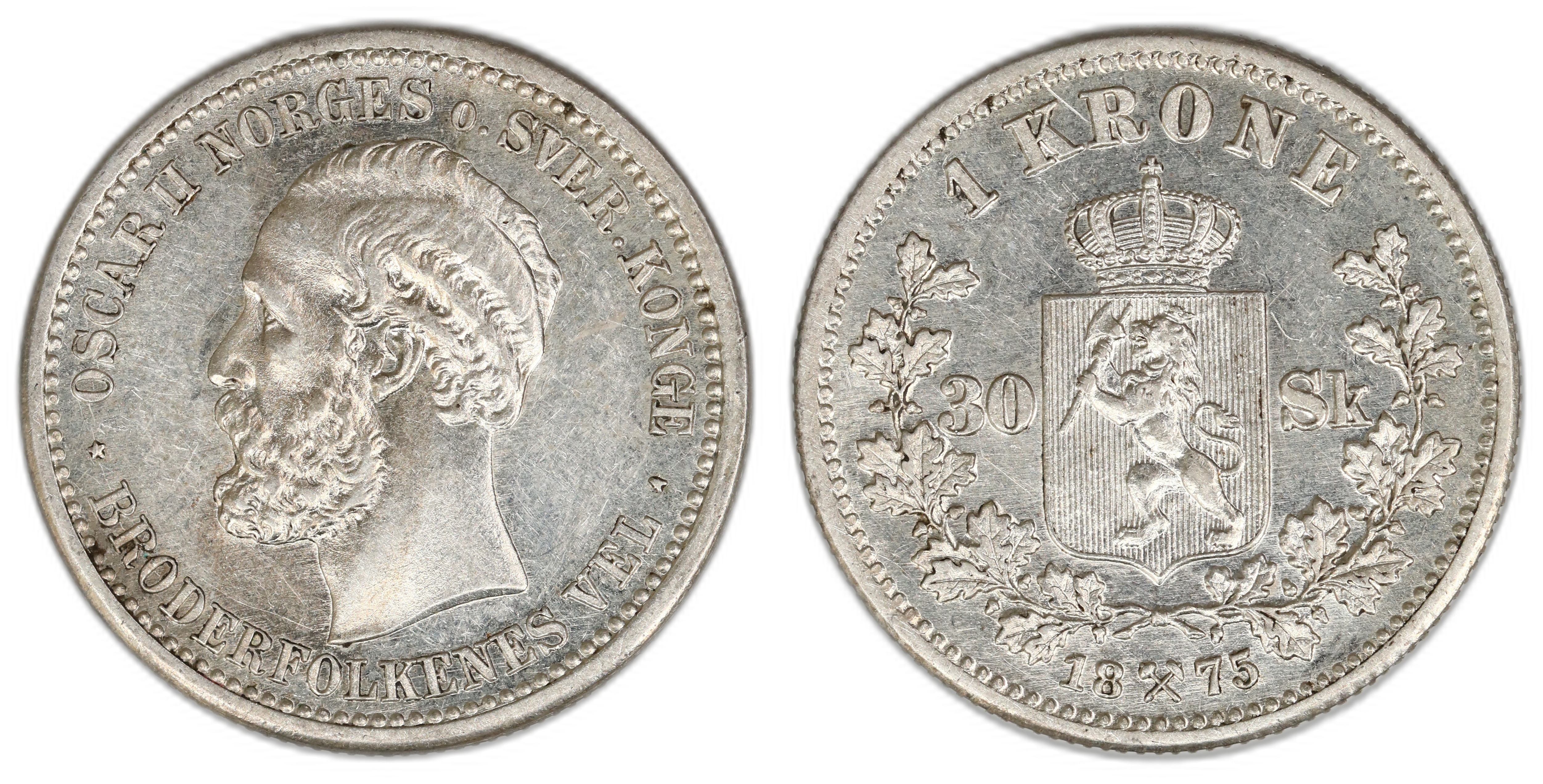 Norge 1 Krone 1875 Kv 0/01