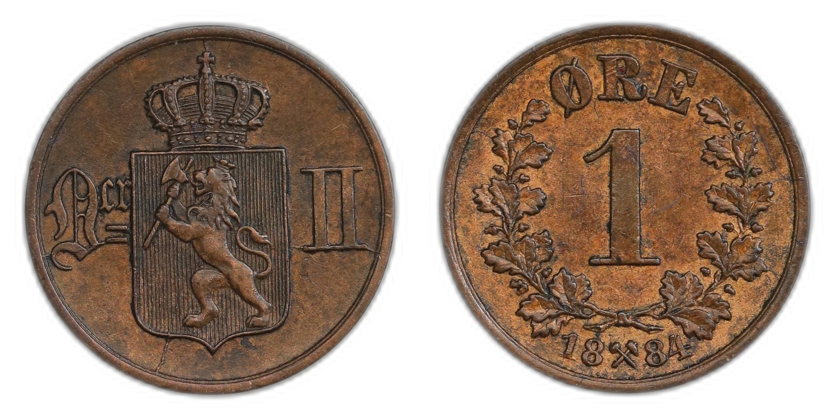 Norge 1 Øre 1884 Kv: 01