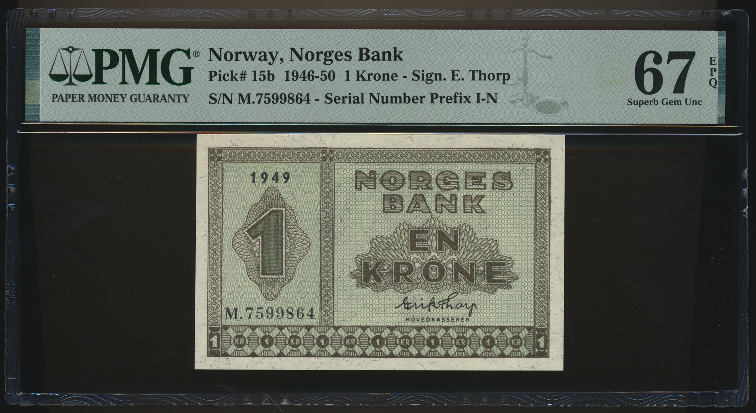 1 Krone 1949 M PMG 67 EPQ