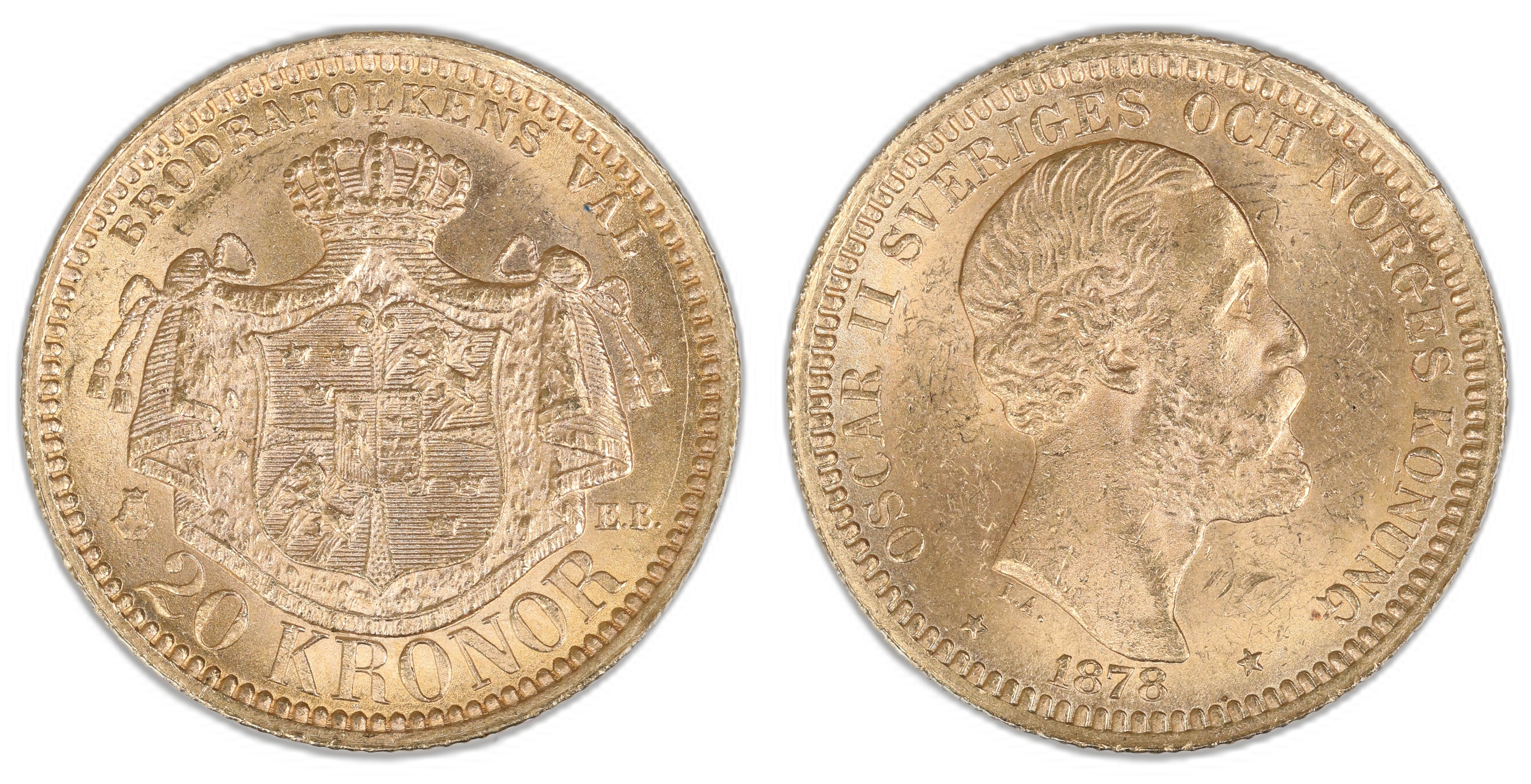 Sverige 20 Kronor 1878  Kv: 0/01