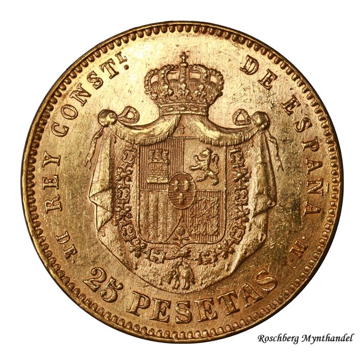 Spania 25 Pesetas 1878 (78) Kv 1+/01