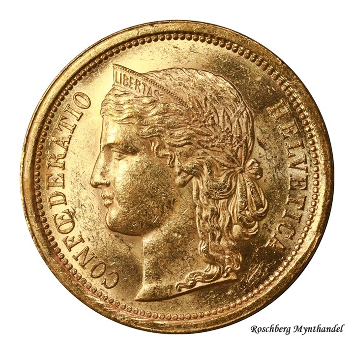 Sveits 20 Francs 1886 Kv 01