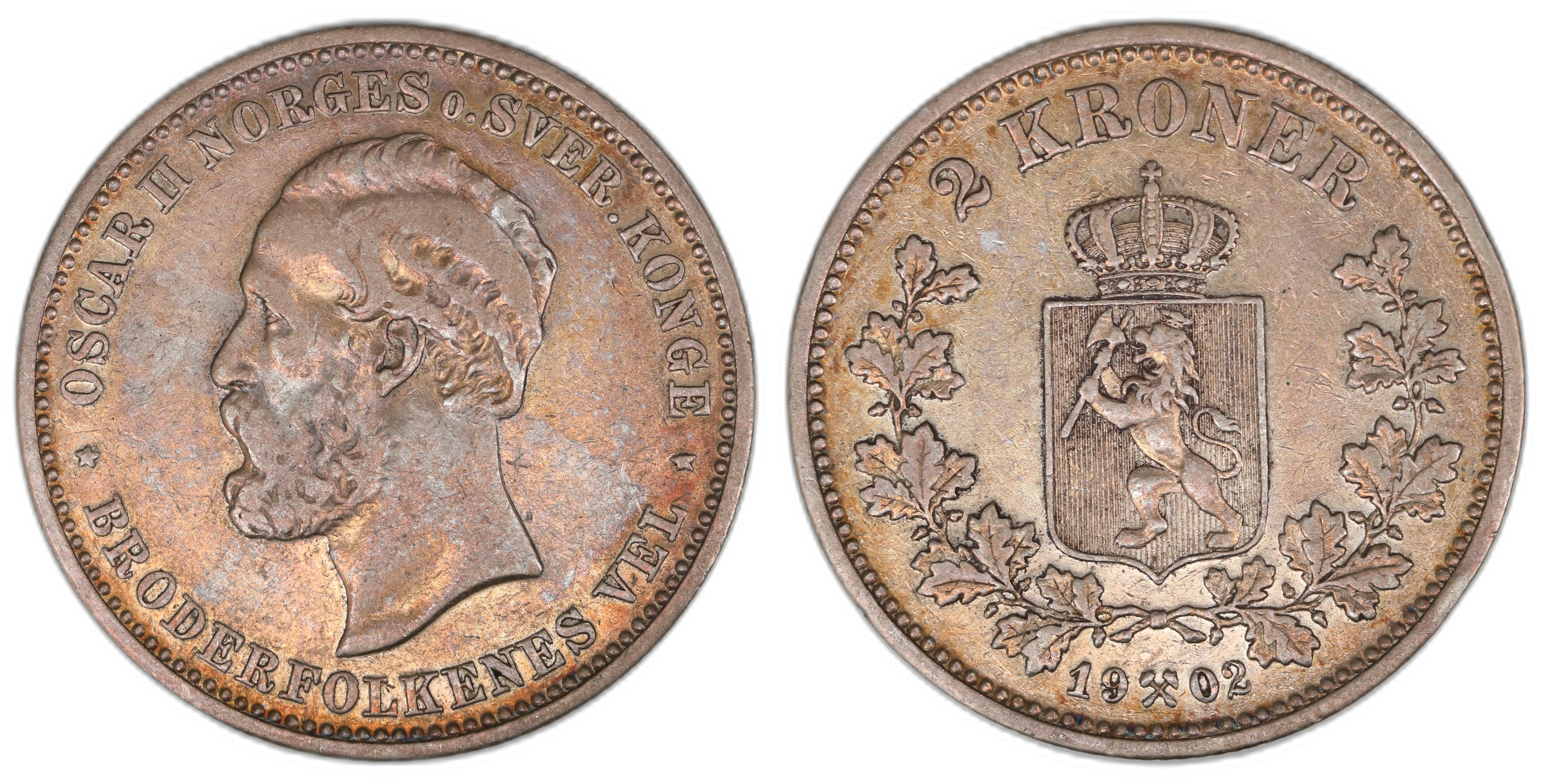 Norge 2 Kroner 1902  Kv: 1+