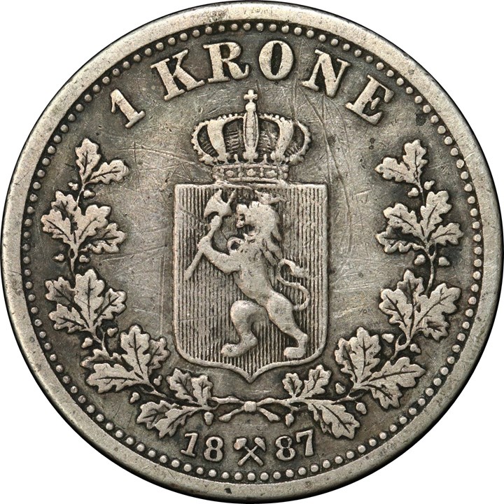 1 Krone 1887 Kv 1, riss
