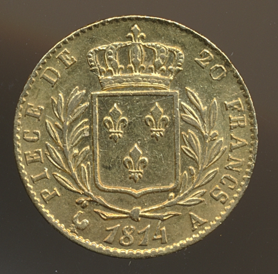 Frankrike 20 Francs 1814 A Kv 1+/01