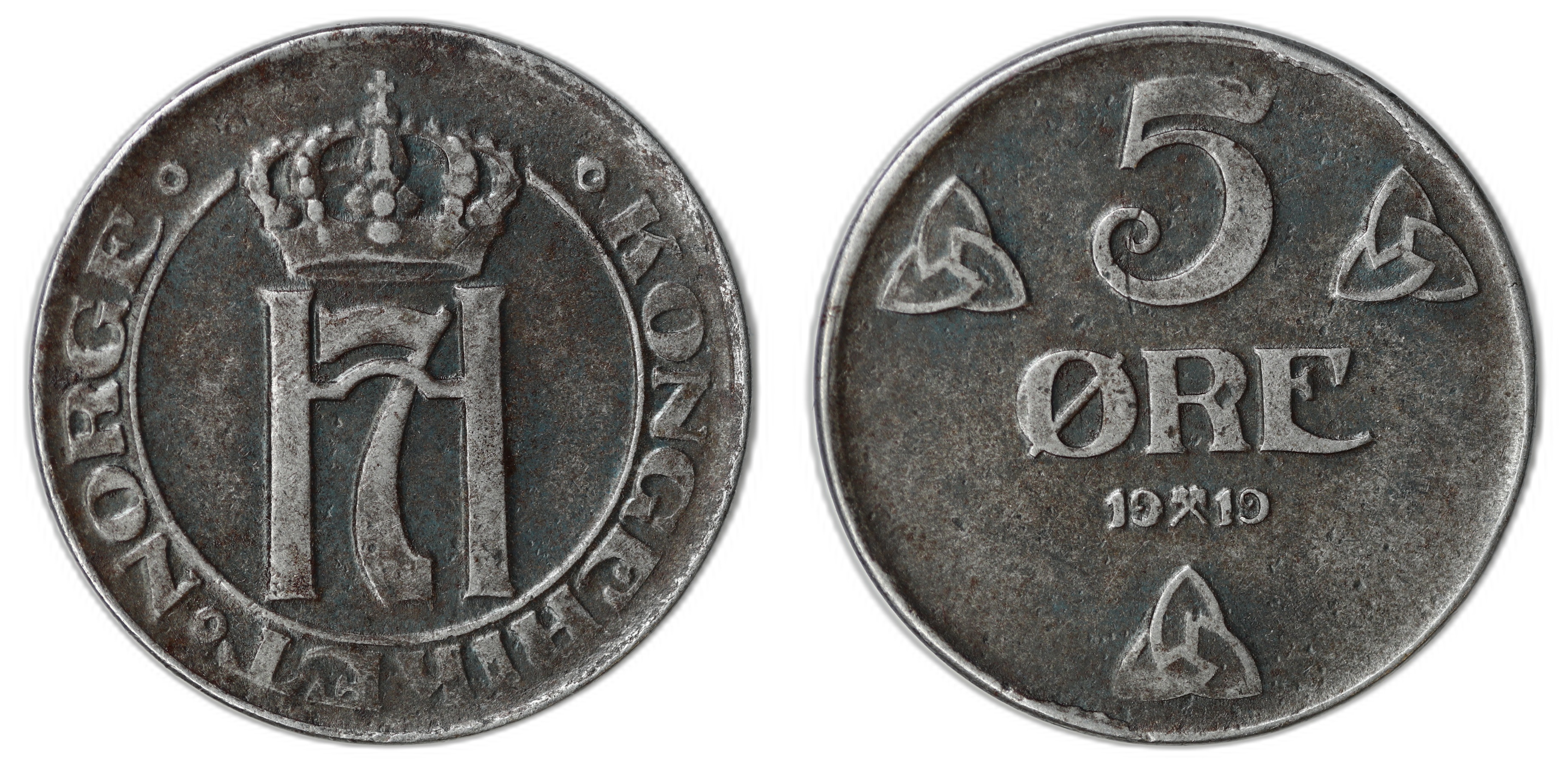 Norge 5 Øre 1919  Kv: 1+
