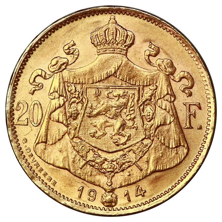 Belgia 20 Francs 1914 Kv 0/01