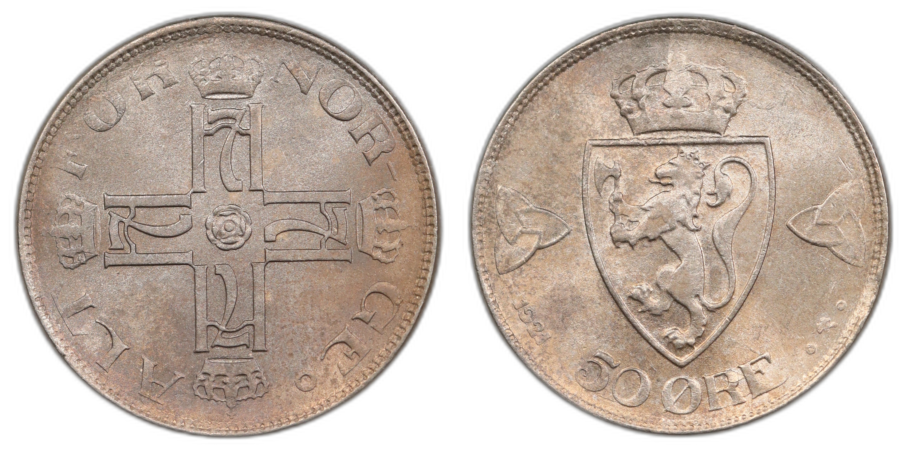 Norge 50 Øre 1921 Kv 0