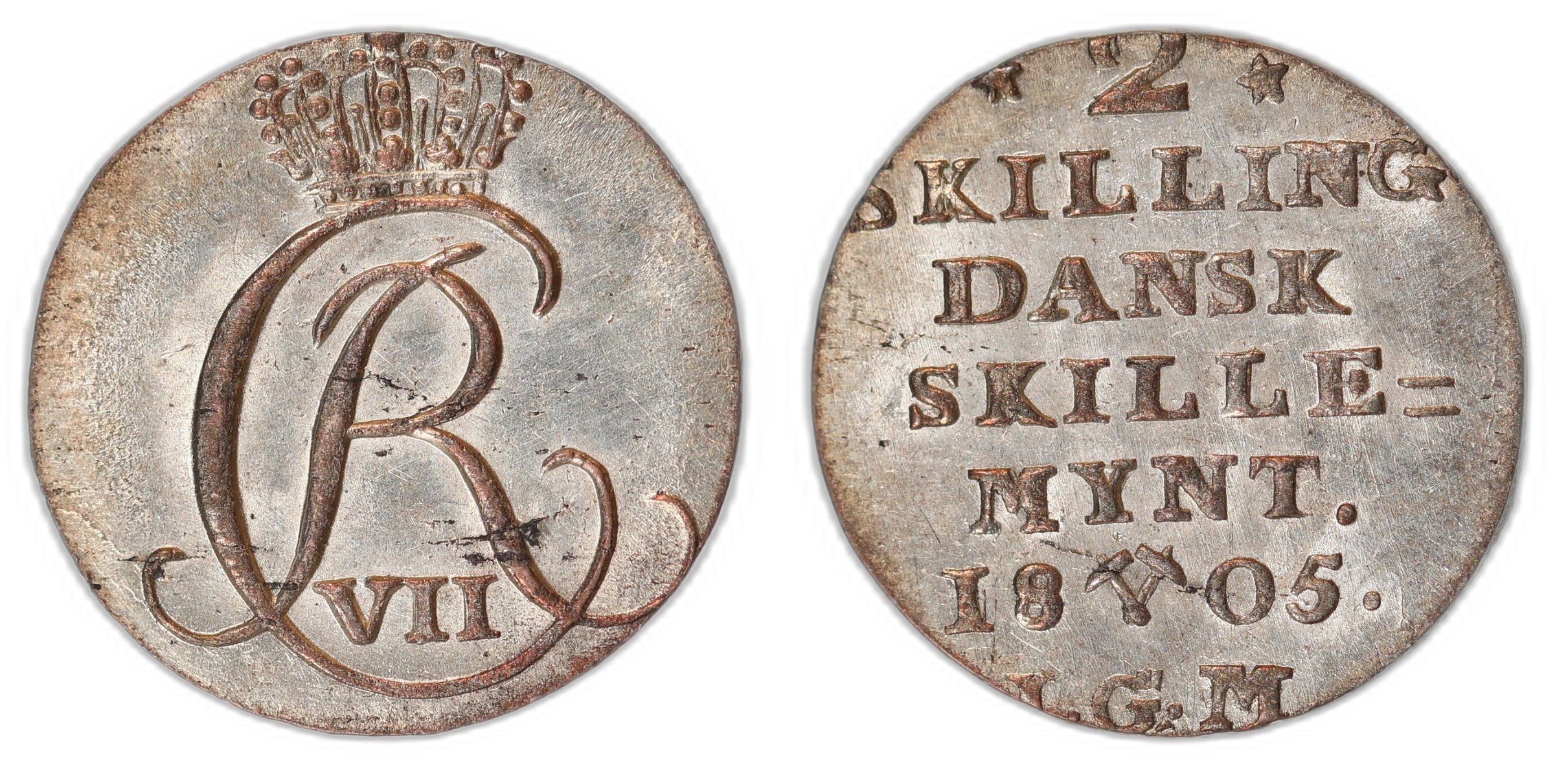 Norge 2 Skilling 1805-IGM Kv: 0/01