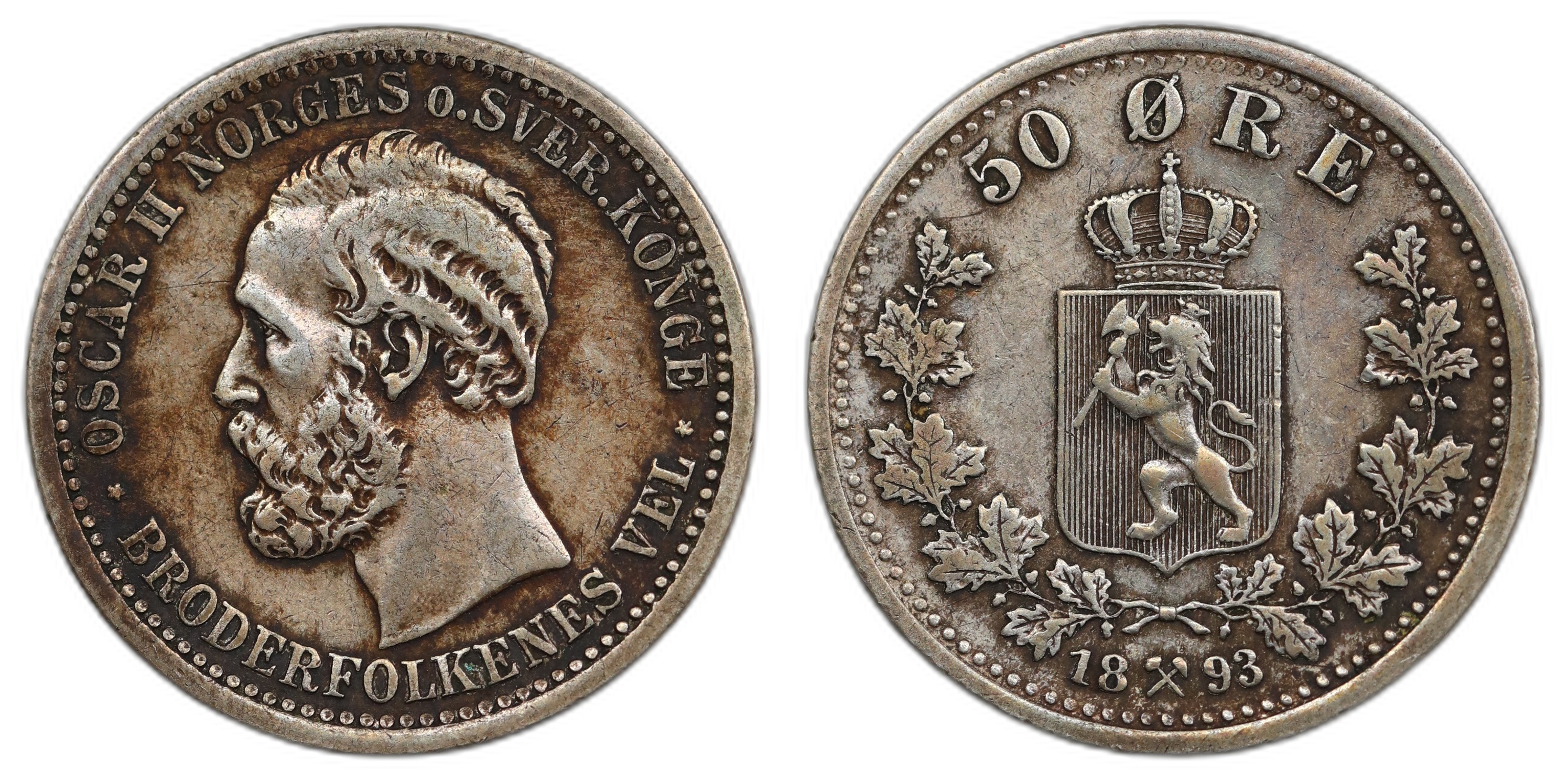 Norge 50 Øre 1893 Kv: 1+