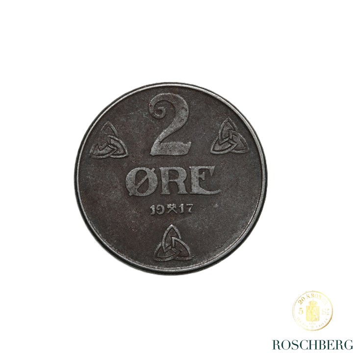 Norge 2 Øre 1917 Kv 1+