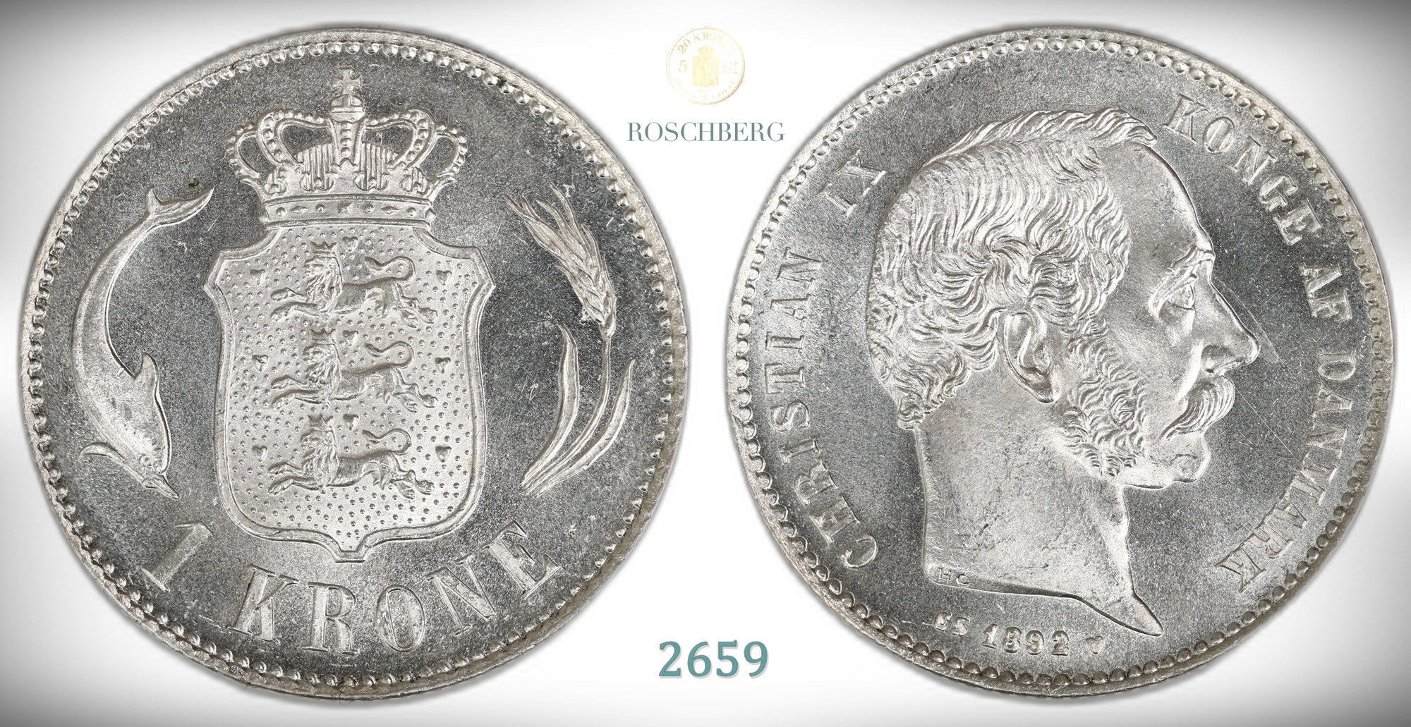 Danmark 1 Krone 1892  Kv: 0