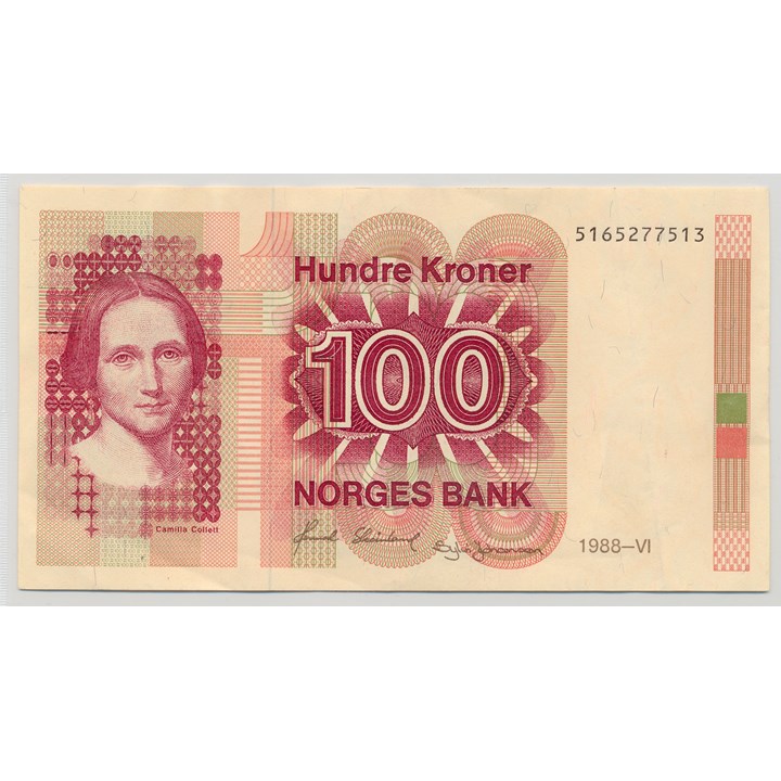 100 Kroner 1988 Vannmerke opp/ned Kv 1/1+ 