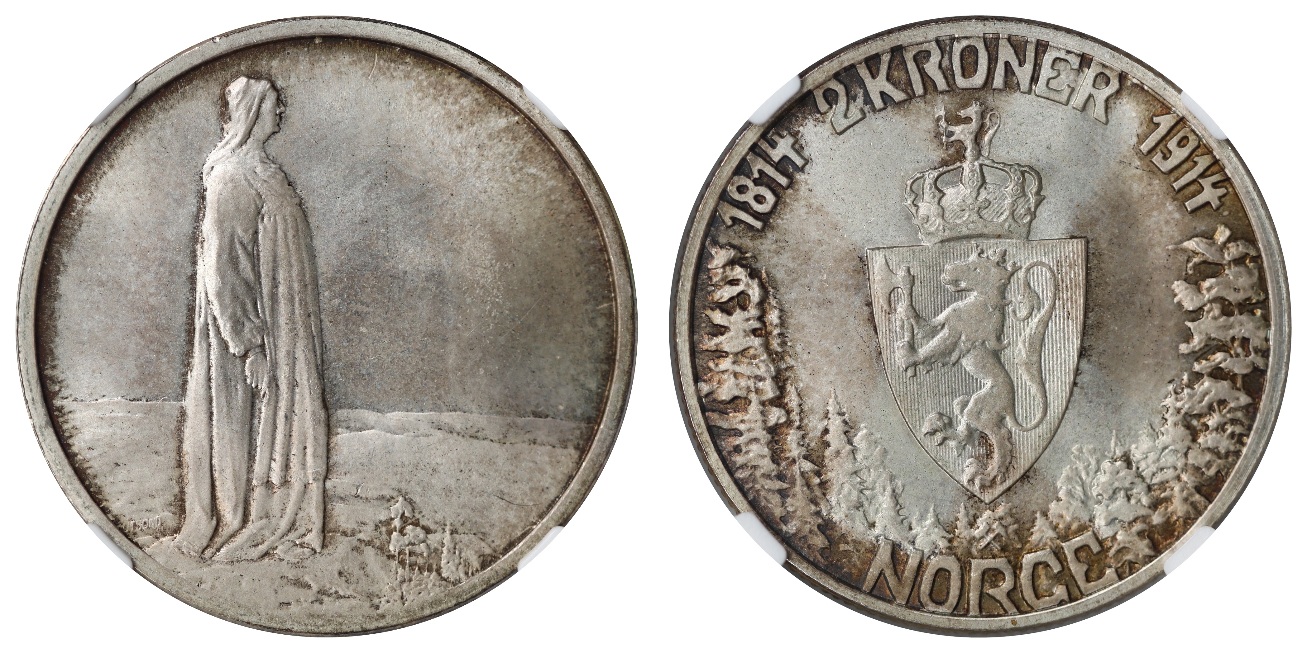 Norge 2 Kroner 1914  Kv: MS66