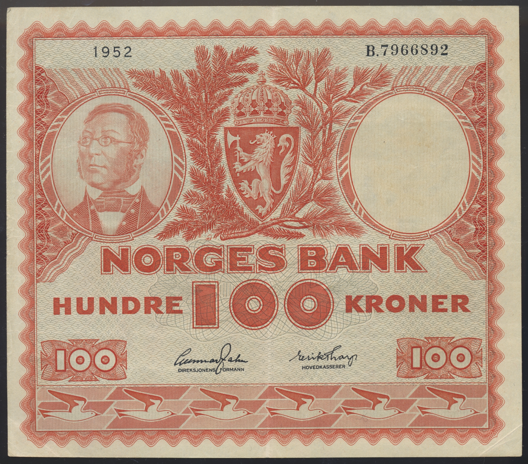 100 Kroner 1952 B Kv 1/1+
