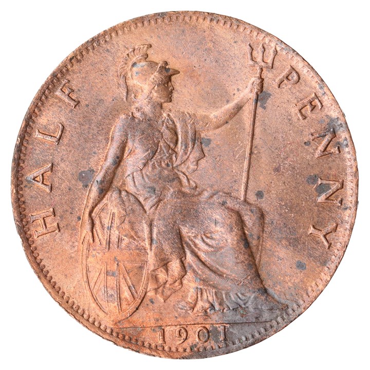England Half Penny 1901 UNC, spots