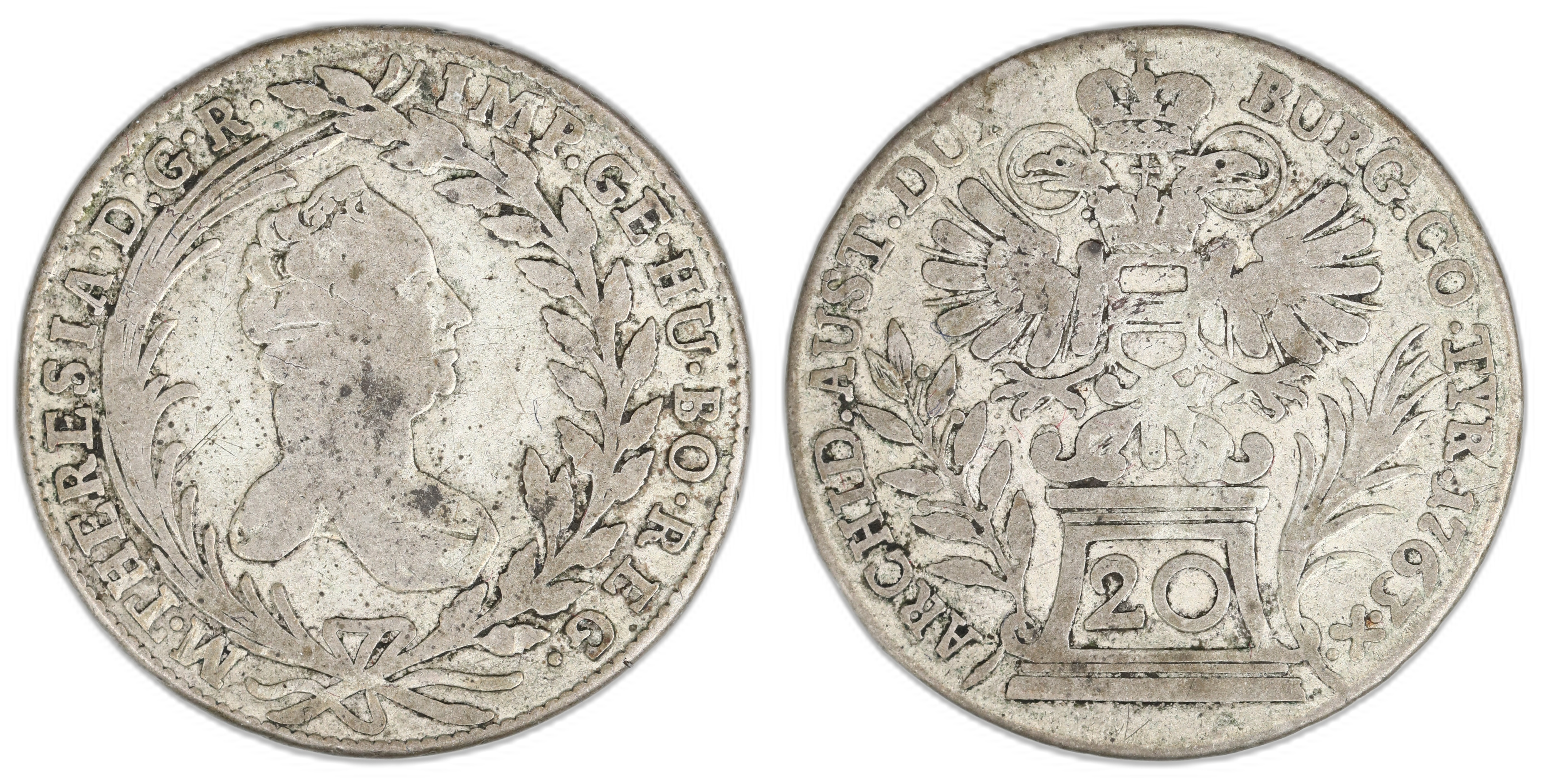 Austria 20 Kreuzer 1763 Kv: VF