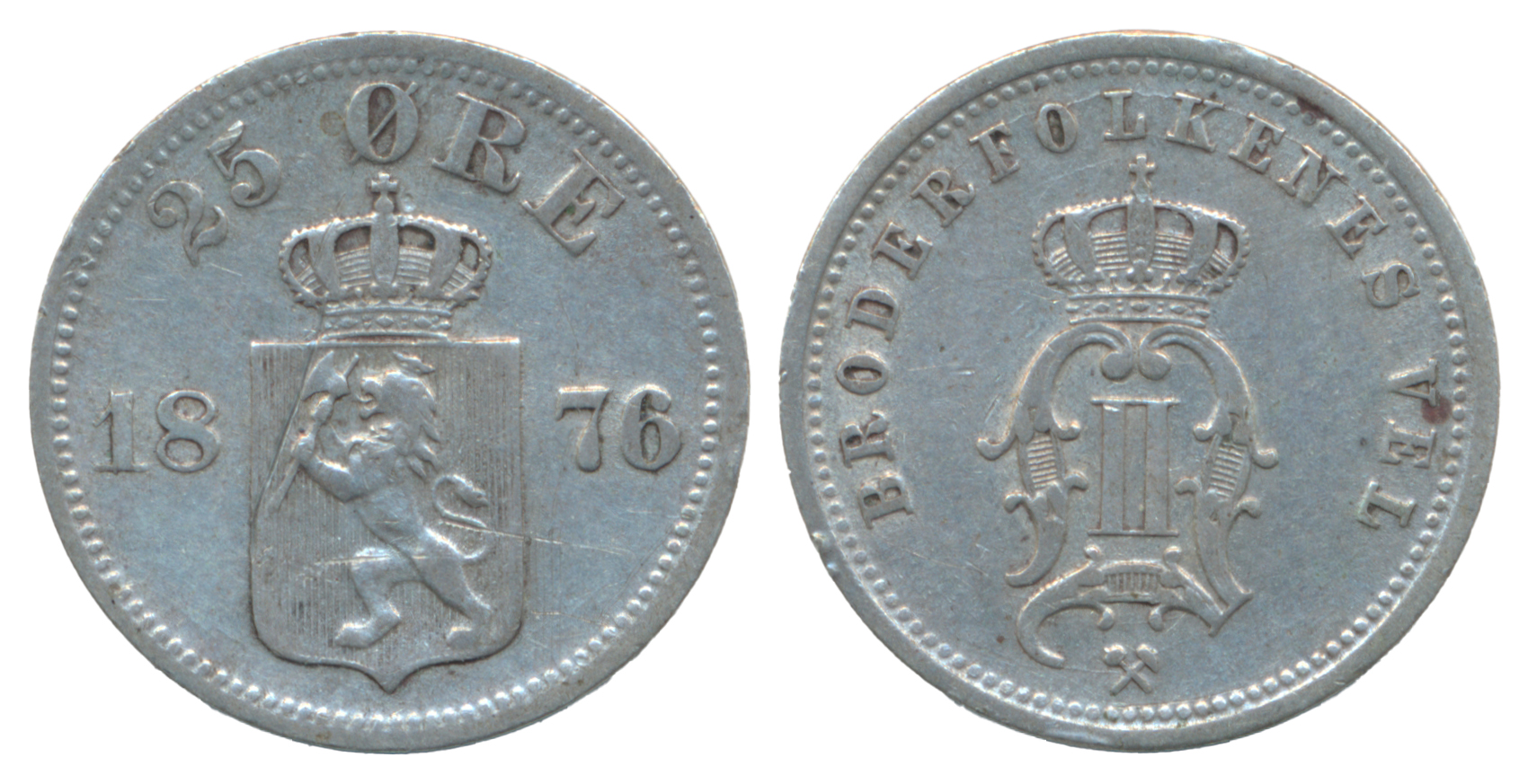 25 Øre 1876 Kv 1+