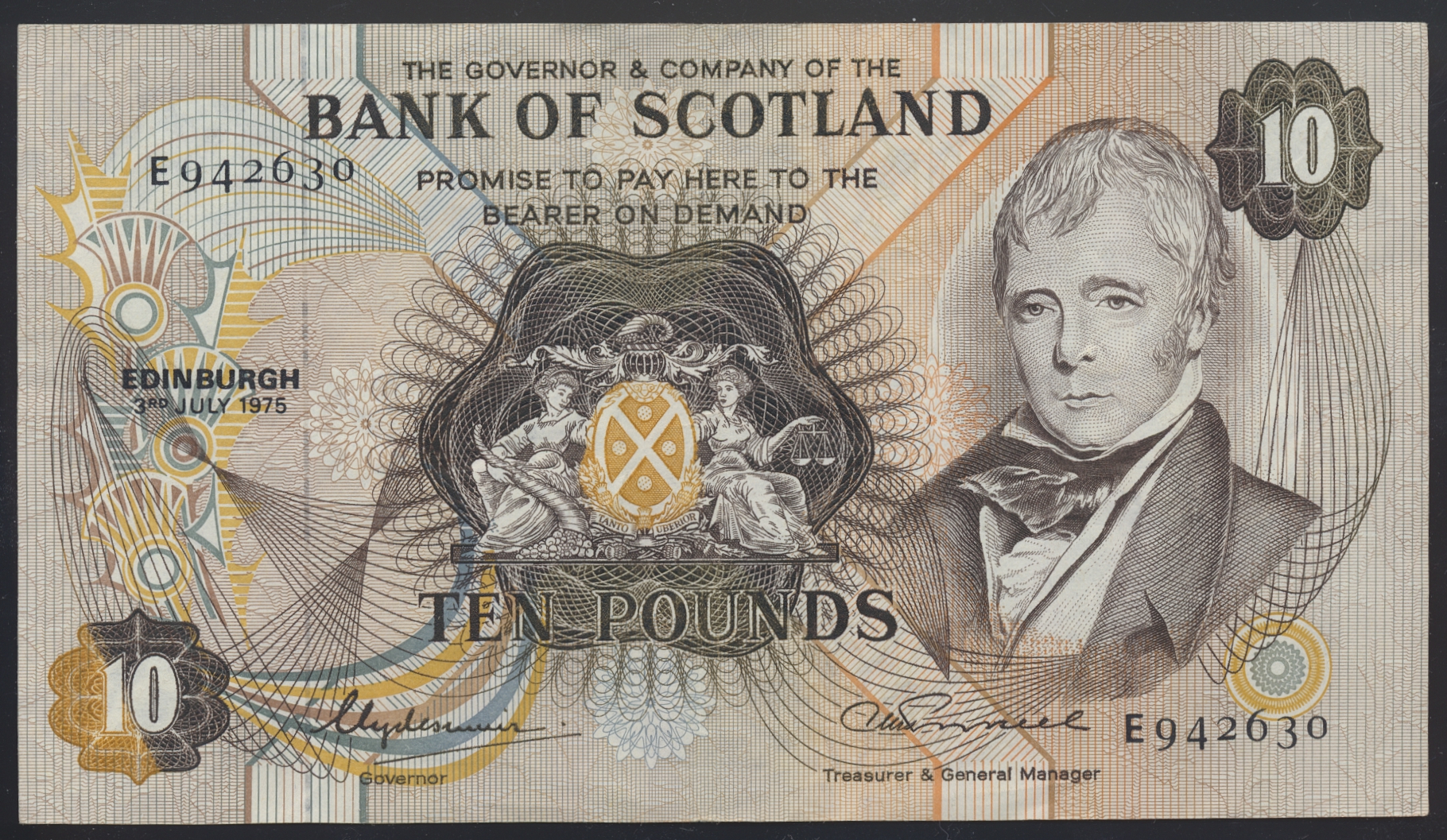 Scotland 10 Pounds 1975 Kv 1+ (XF)