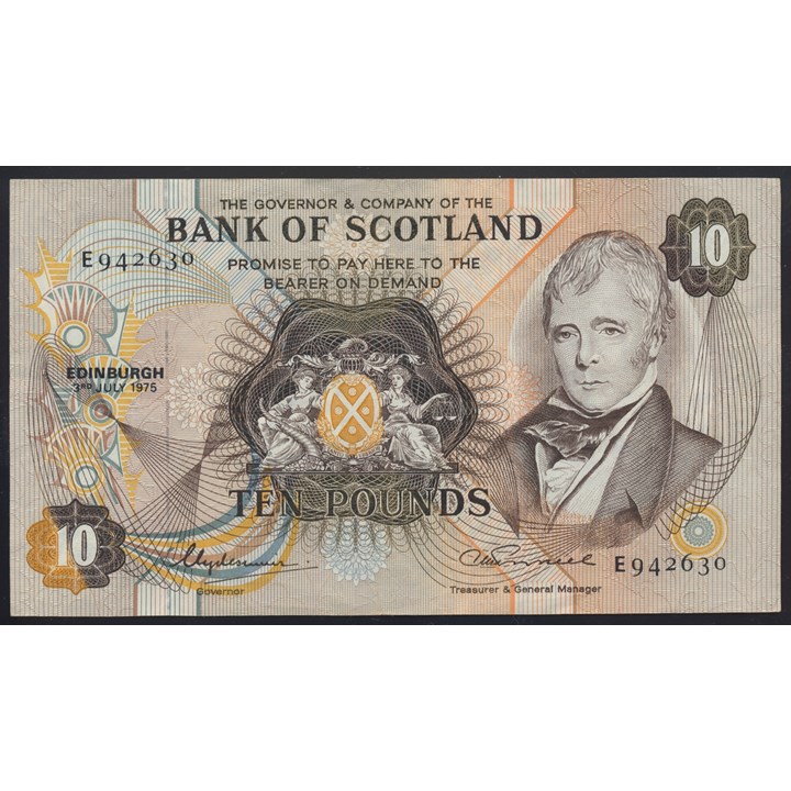 Scotland 10 Pounds 1975 Kv 1+ (XF)