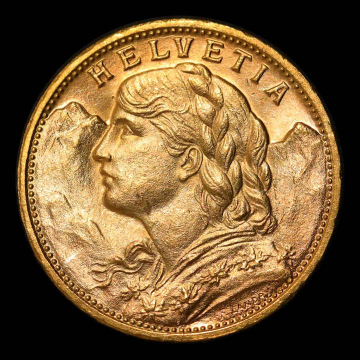 Switzerland 20 Franc 1915 B UNC