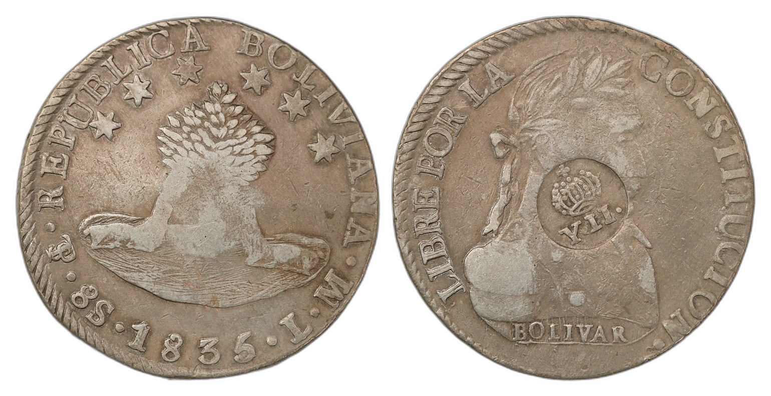 Philippines 8 Reales 1834-37 Kv: VF, cleaned