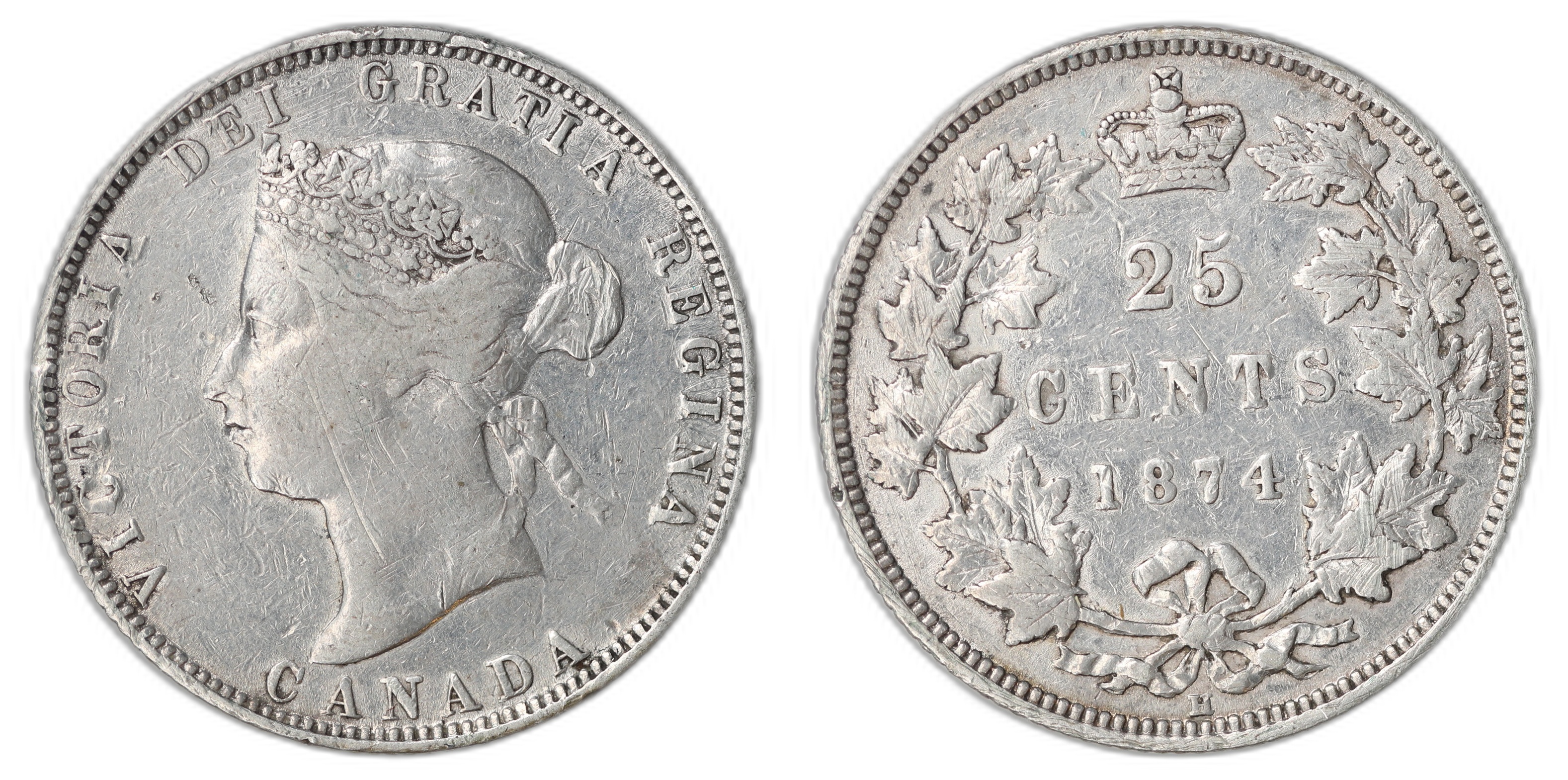 Canada 25 Cents 1874-H  Kv: VF