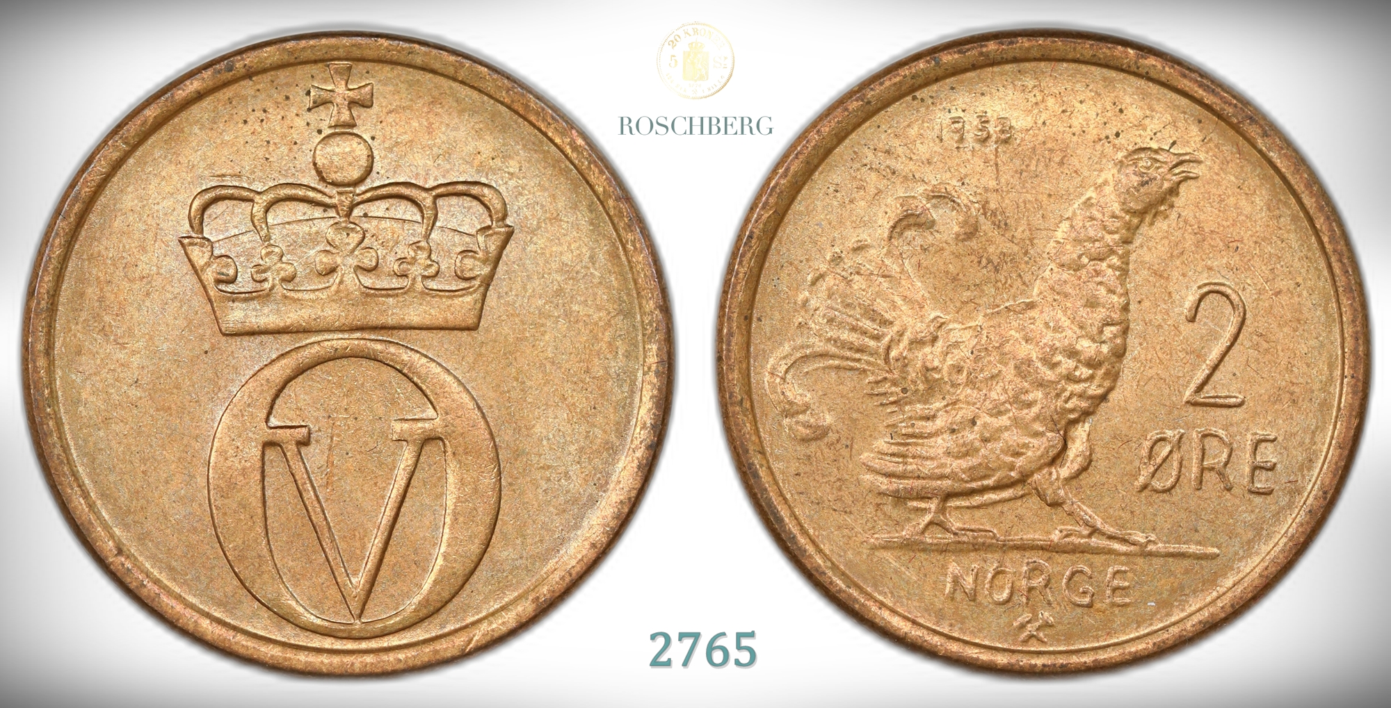 Norge 2 Øre 1958  Kv: 0