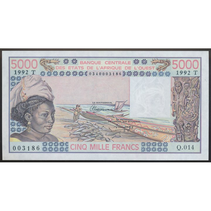 West African States Togo 5000 Francs 1992 T Kv 0/01
