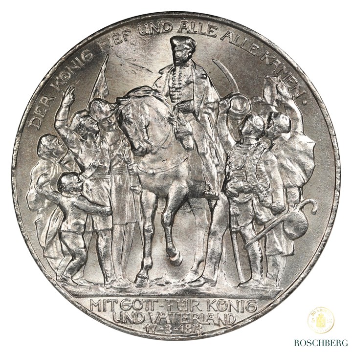 Prussia 3 Mark 1913-A Kv UNC