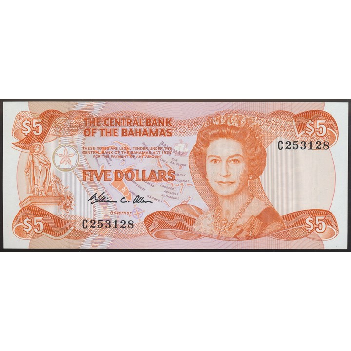 Bahamas 5 Dollars 1974 ND (1984) Kv 0/01