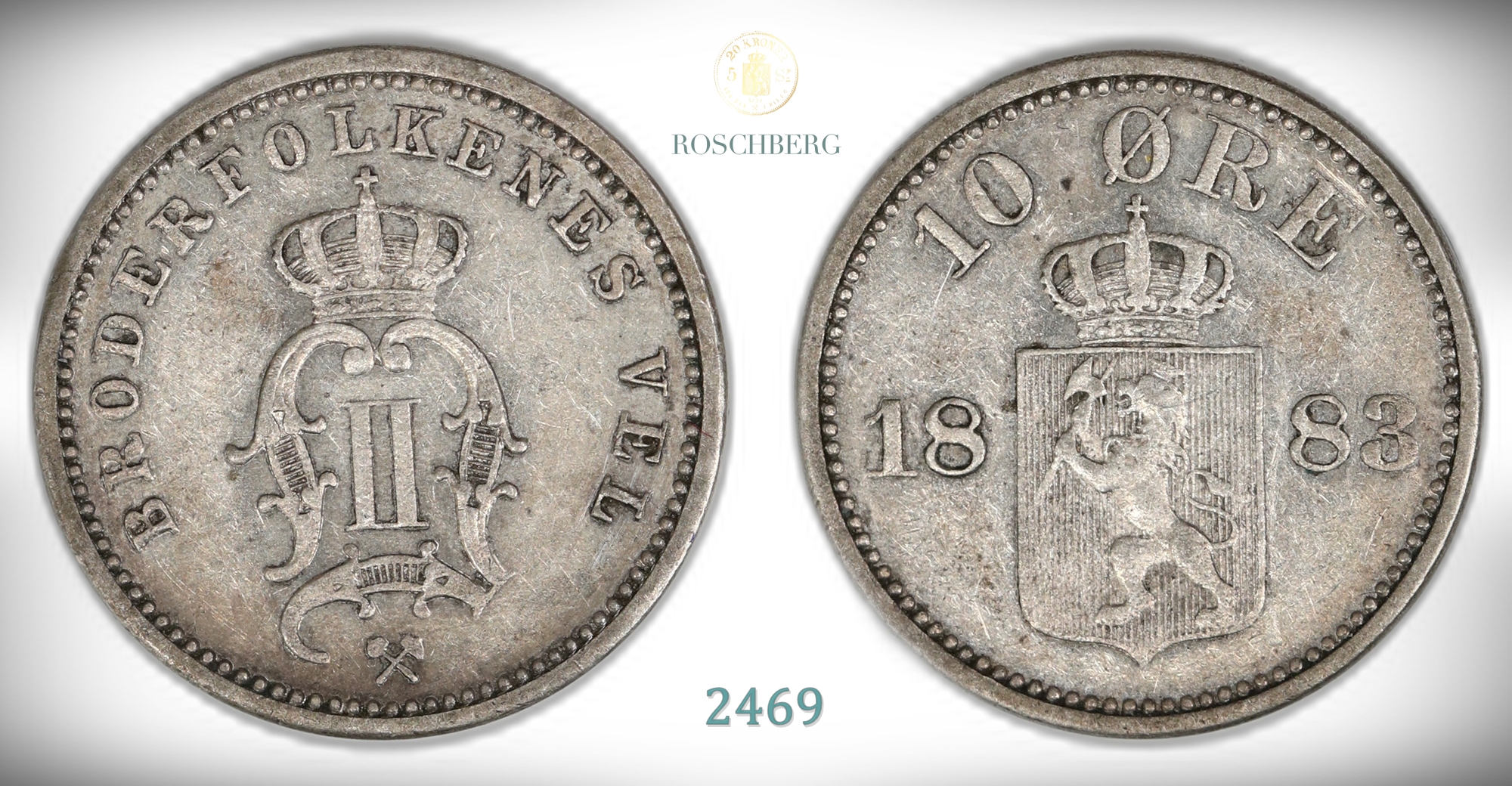 Norge 10 Øre 1883  Kv: 1+