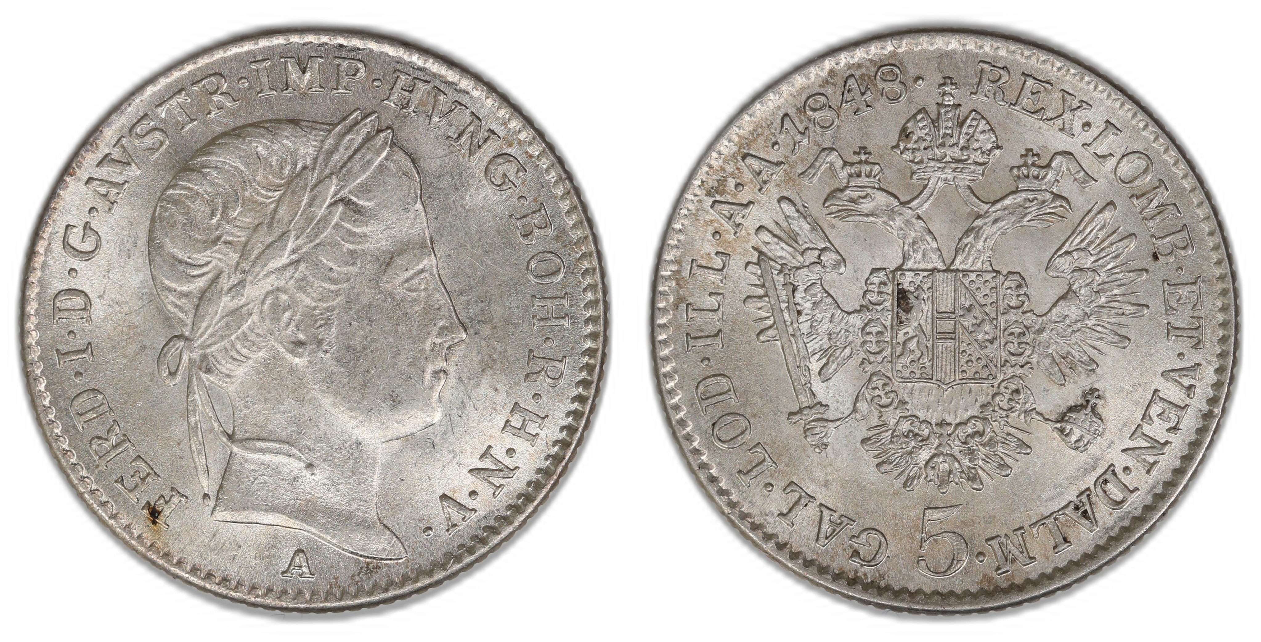 Austria 5 Kreuzer 1848-A  Kv: UNC