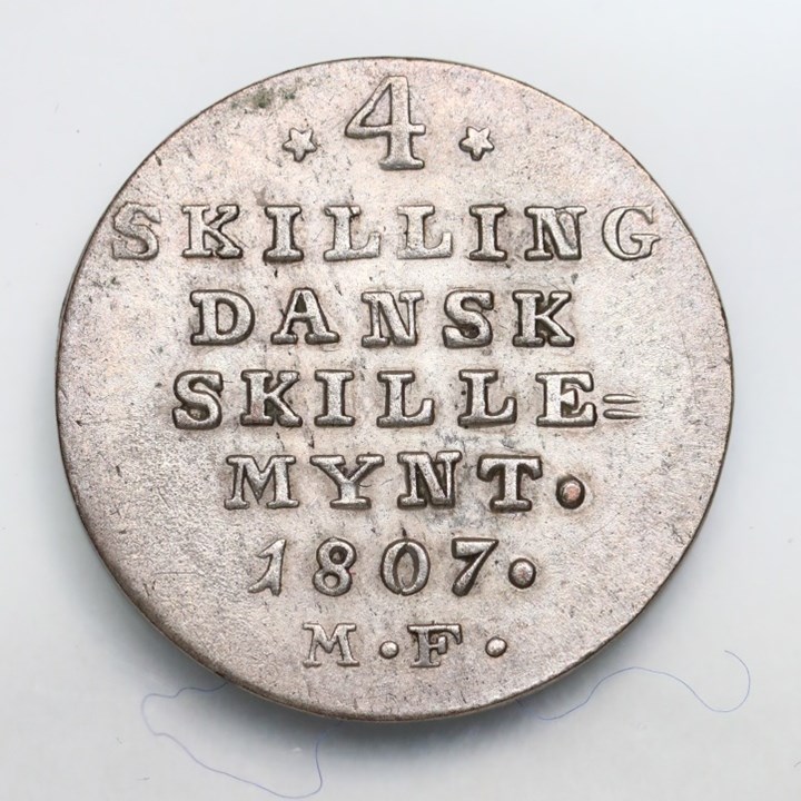 Danmark 4 Skilling 1807 Kv 1+