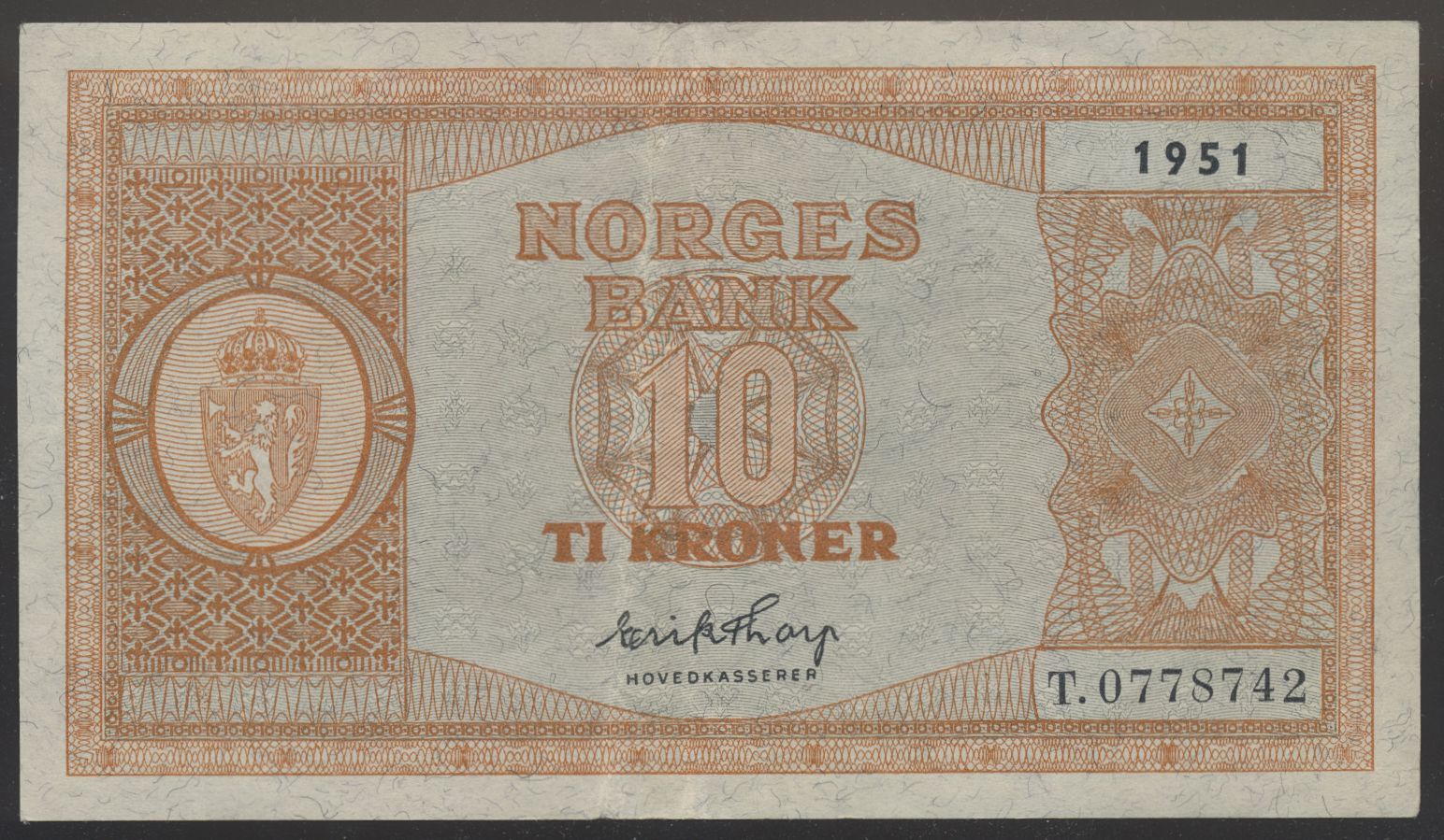 10 Kroner 1951 T Kv g1+