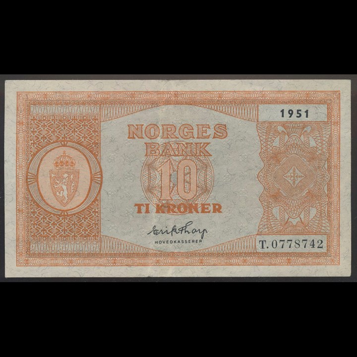 10 Kroner 1951 T Kv g1+