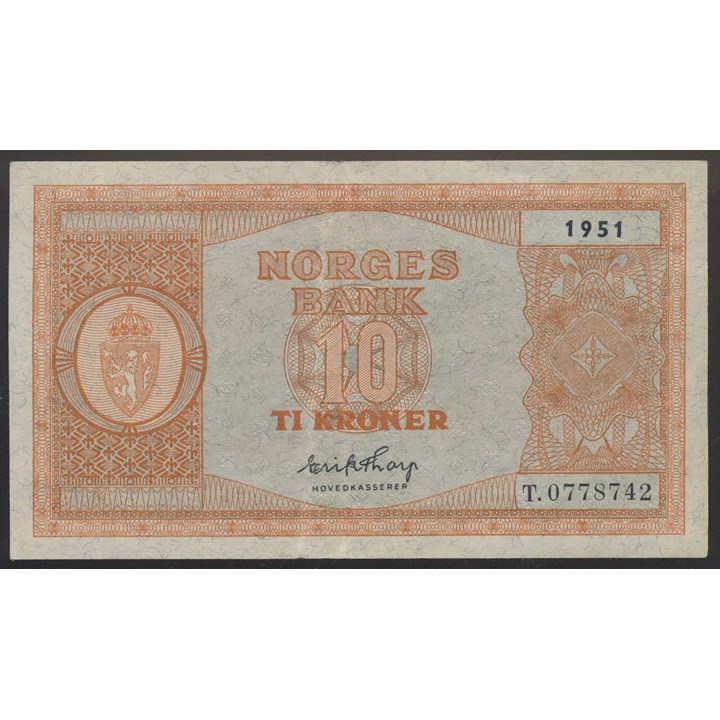 10 Kroner 1951 T Kv g1+