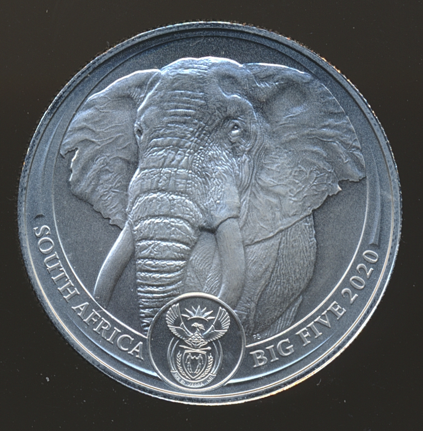 Sør-Afrika 20 Rand 2020 "The Big Five Series I - Elephant" 1 Oz 9995 Platinum UNC