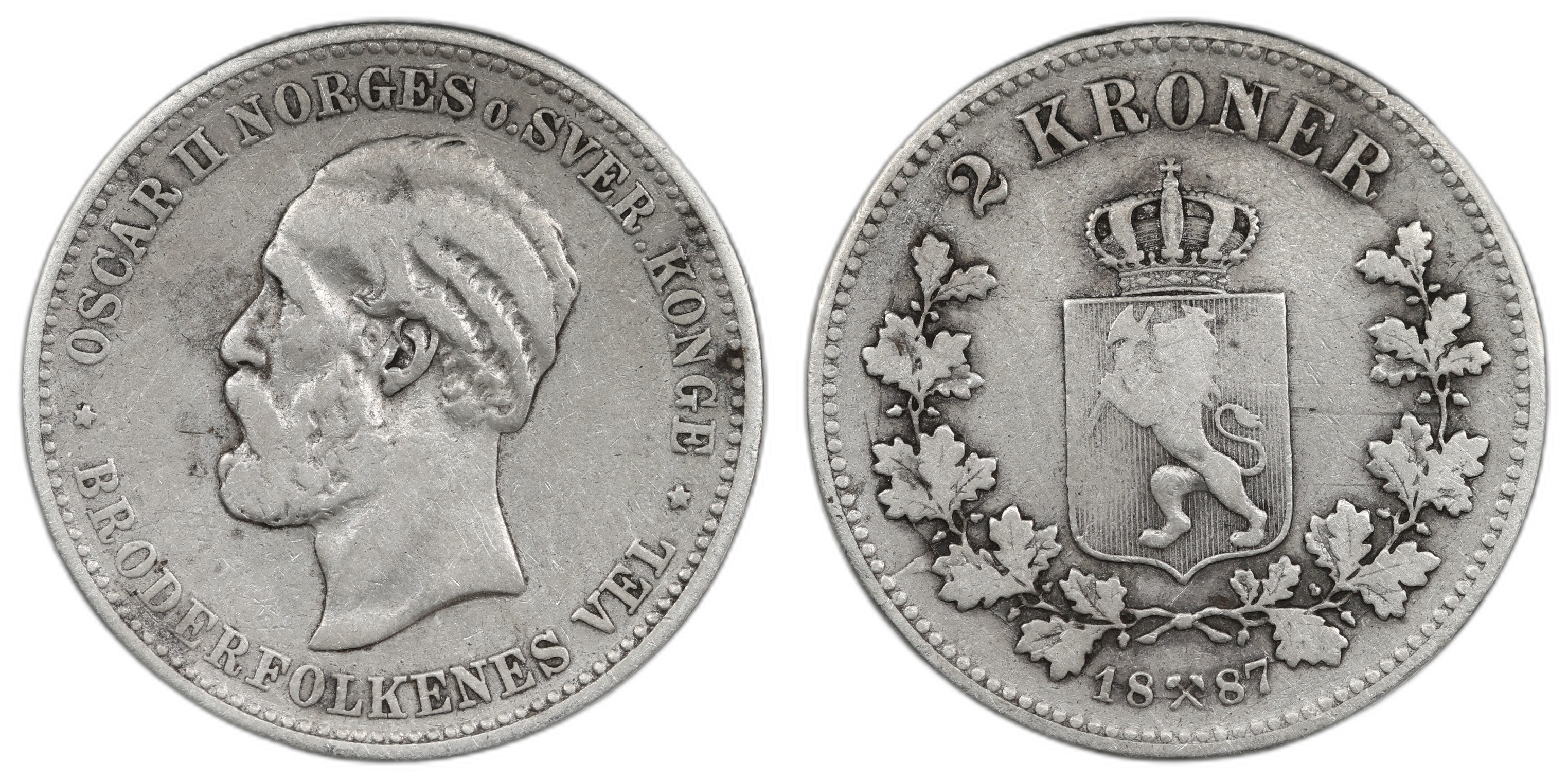 Norge 2 Kroner 1887 Kv 1