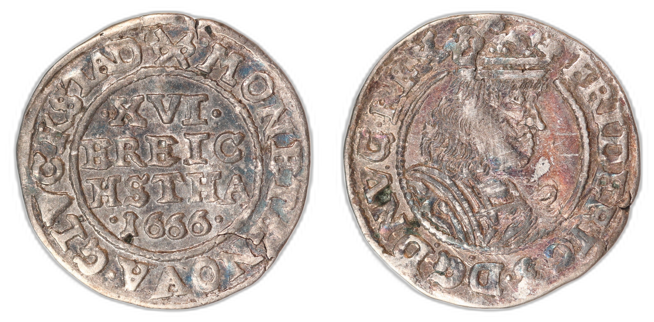 Danmark Glückstadt 3 Sk Lybsk 1666 Kv: 1+ (XF)