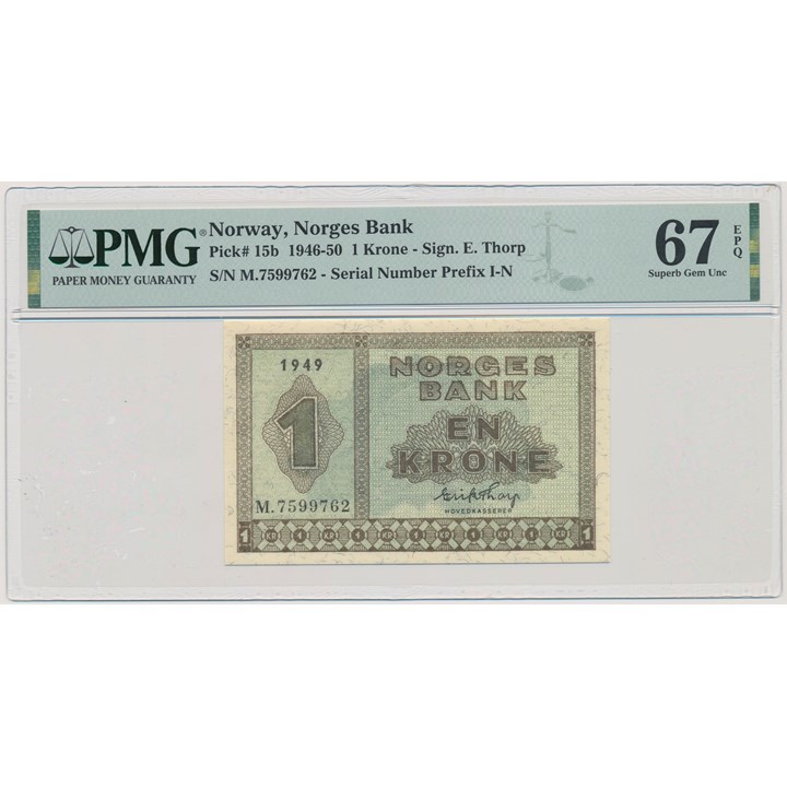 1 Krone 1949 M PMG 67 EPQ